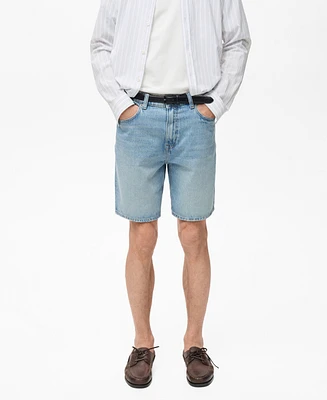 Mango Men's Denim Washed Effect Bermuda Shorts