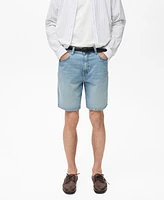Mango Men's Denim Washed Effect Bermuda Shorts