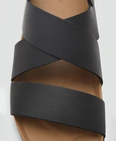 Mango Men's Crossed Leather Buckle Sandals
