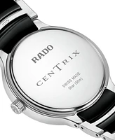Rado Women's Swiss Centrix Diamond Accent Black Ceramic & Stainless Steel Bracelet Watch 35mm