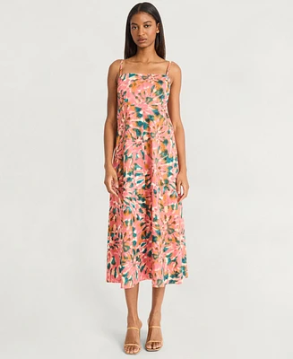 The Good Journey Women's Printed Square-Neck Sleeveelss Midi Dress