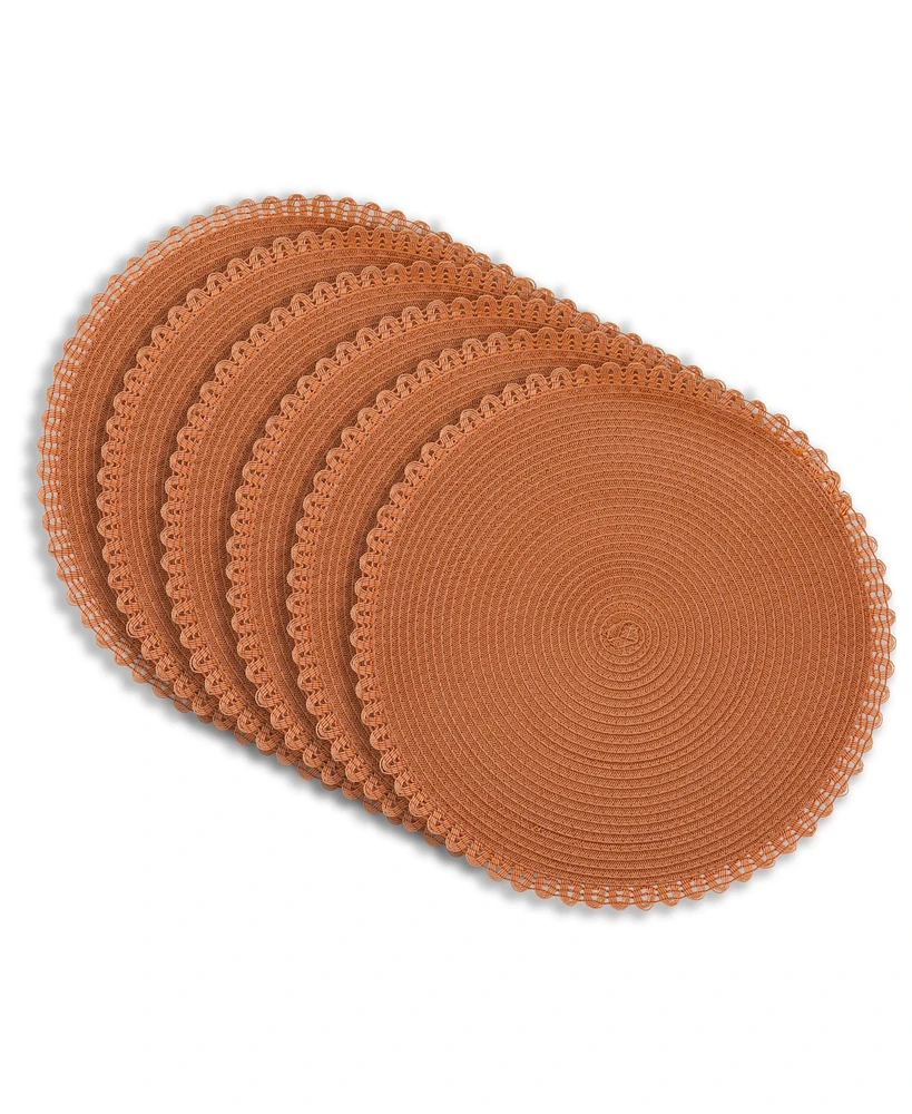Dainty Home Chantilly 15" Round Woven Placemats Set of 6 - Durable, Reversible & Non-Slip Table Mats