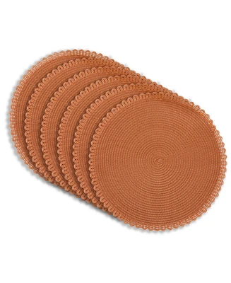 Dainty Home Chantilly 15" Round Woven Placemats Set of 6 - Durable, Reversible & Non-Slip Table Mats