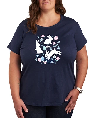 Hybrid Apparel Plus Bunny Easter Graphic Crew Neck T-Shirt