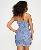 Emerald Sundae Juniors' Embellished Ruched Bodycon Dress