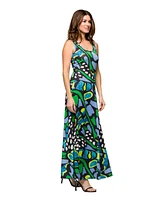24seven Comfort Apparel Women's Scoop Neck A Line Sleeveless Maxi Dress