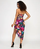 Emerald Sundae Juniors' Printed Strapless Midi Dress