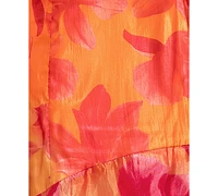 Xscape Plus Floral-Print Chiffon High-Low Dress