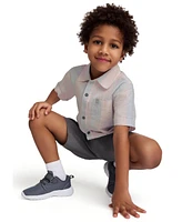 Calvin Klein Toddler and Little Boys 2-Piece Striped Woven Button Front Washed Twill Shorts Set