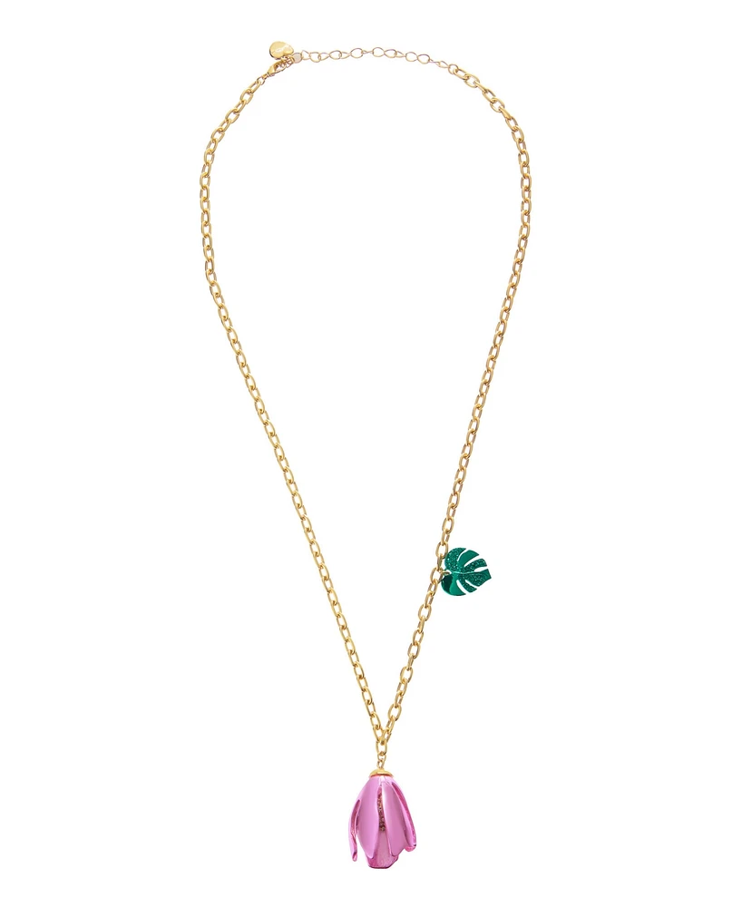 Betsey Johnson Faux Stone Garden Glam Tulip Pendant Necklace
