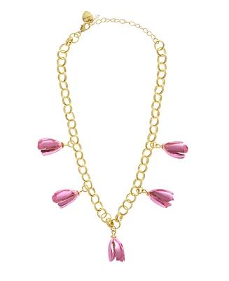 Betsey Johnson Faux Stone Garden Glam Statement Tulip Bib Necklace