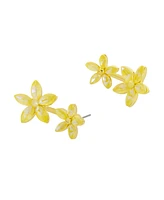 Betsey Johnson Faux Stone Garden Glam Daisy Barbell Jacket Earrings
