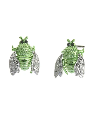 Betsey Johnson Faux Stone Garden Glam Beetle Stud Earrings