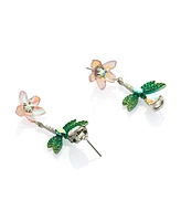 Betsey Johnson Faux Stone Garden Glam Dragonfly Mismatch Linear Earrings