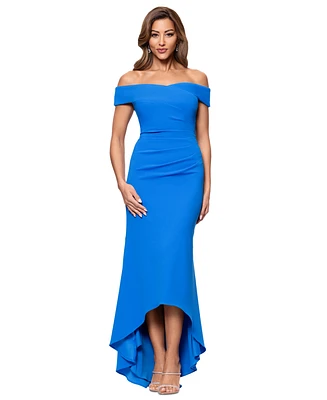 Xscape Petite Off-The-Shoulder High-Low Gown