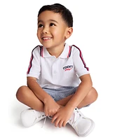 Tommy Hilfiger Toddler Boys 2-Piece Signature Polo Shirt and Yarn-Dyed Stripe Oxford Shorts Sets