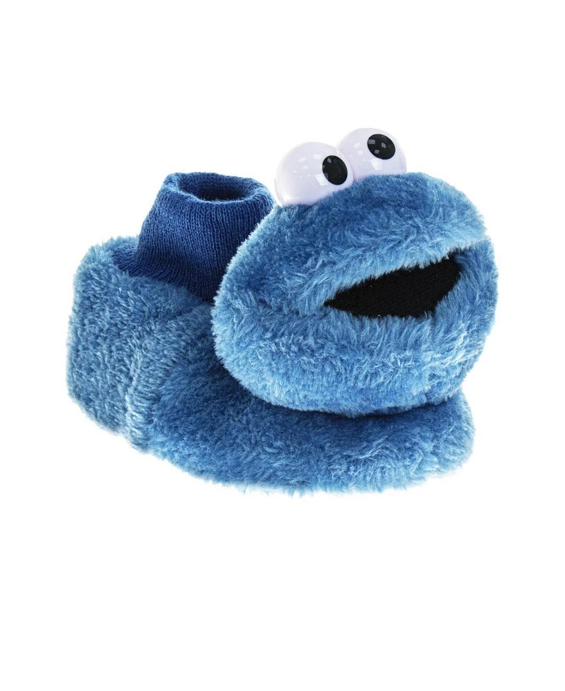 Sesame Street Toddler Boys and Toddler Girls Happy Cookie Monster Dual Sizes Slippers