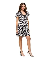 24seven Comfort Apparel Women's Short Sleeve Scoop Neck Mini Dress