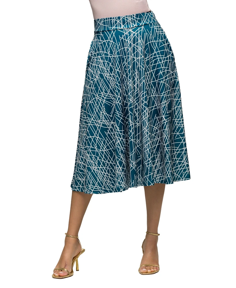 24seven Comfort Apparel Women's Elastic Waist Pocket Midi Skirt