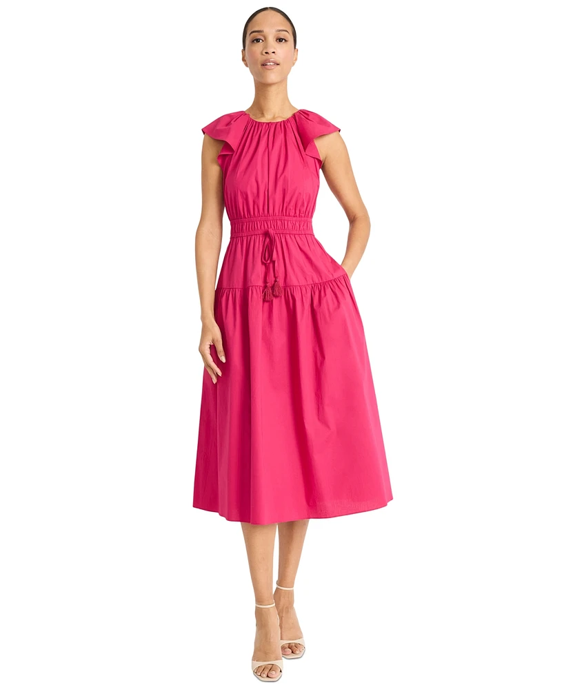 Maggy London Women's Round-Neck Tie-Waist Midi Dress