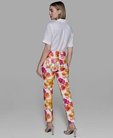 Karl Lagerfeld Paris Women's Floral-Print Straight-Leg Pants