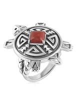 Sterling Silver Red Jasper Fritz Casuse Split Shank Turtle Ring