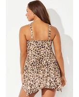 Swimsuits for All Plus Wrap Two-Piece Swimdress Set