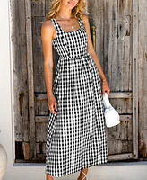 Cupshe Women's Bluebell Breeze Gingham Maxi Beach Dress