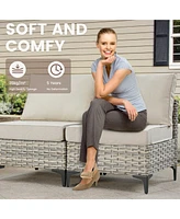 Xizzi 10 Piece Outdoor Patio Furniture with Swivel Rocking Chairs,All Weather Rattan Wicker Sectional Coversation Set Solar Coffee Table, Single