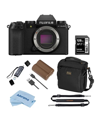 Fujifilm X-S20 Mirrorless Camera, Black, Bundle with 128GB Memory Card and Li-Ion Battery, Otg Card Reader and Shoulder Bag