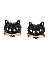 Betsey Johnson Faux Stone Pave Cat Stud Earrings