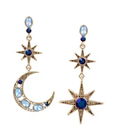 Betsey Johnson Faux Stone Celestial Mismatch Drop Earrings