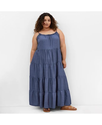 City Chic Plus Island Tier Maxi Dress