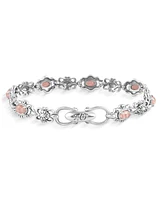 Sterling Silver Rhodochrosite Concha Link Bracelet