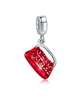 Bling Jewelry Set of 2 Fashion Crystal Black Dress & Red Clutch Purse Dangle Charm Bead Sterling Silver