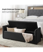 Monica 57.75"Wide Tufted Storage Bench with Flared Arms