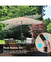 Gymax 9 Ft Patio Umbrella 2-Tier Market Table w/ Crank Handle Push Button Tilt