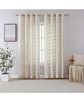 Kate Aurora 1 Piece Vanessa Floral Embroidered Linen Blend Semi Sheer Grommet Window Curtain Panel