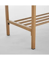 Modern Upholstered End of Bed Bench with Metal Legs and Storage Shelf Versatile Shoe Rack Ottoman for Entryway Bedroom Living Room Window or Hallway-T