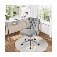 Yaheetech Velvet Upholstered Home Office Chair, Green