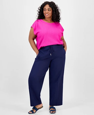 Jones New York Plus Linen-Blend Drawstring Pants