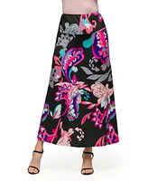 24seven Comfort Apparel Women's Paisley Elastic Waist A Line Maxi Skirt