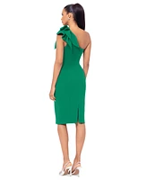 Betsy & Adam Women's Asymmetric Ruffled Sleeveless Sheath Dress