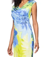 Betsy & Adam Petite Chiffon Cowlneck Sheath Dress