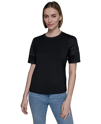 Karl Lagerfeld Paris Women's Logo-Trim Top