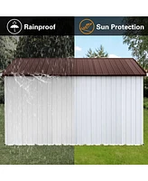 Metal garden sheds 10ftx12ft outdoor storage sheds white+coffee