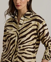 Lauren Ralph Women's Relaxed-Fit Zebra-Print Linen Shirt