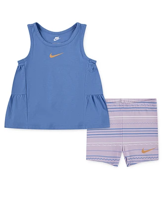 Nike Toddler Girls Sunny Swoosh Tank Top & Bike Shorts, 2 Piece Set