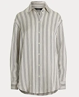 Lauren Ralph Women's Relaxed-Fit Striped Satin Shirt