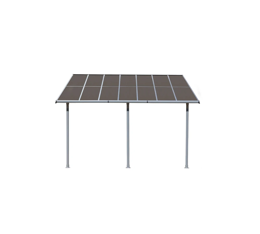 Aoodor 10' x 12.8' Wall Mount Gazebo Outdoor Pergola Polycarbonate Gazebo Panels Canopy